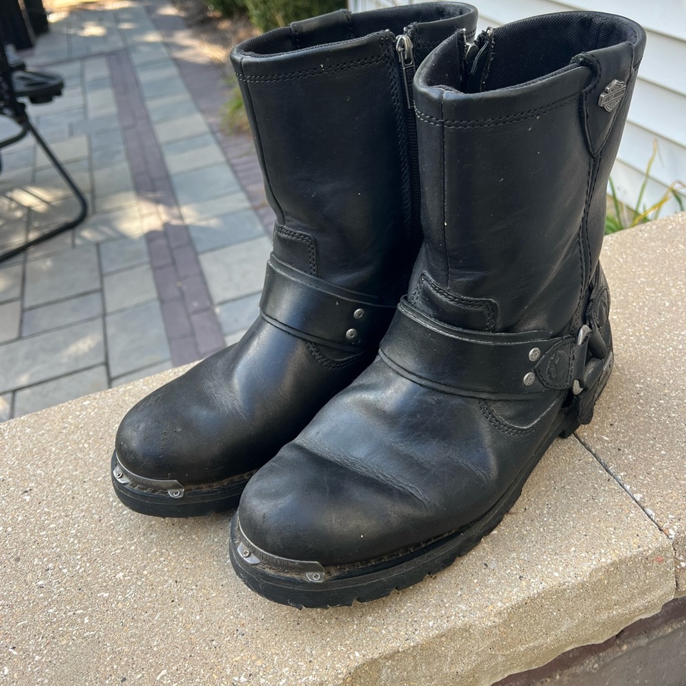 Harley-Davidson Black Leather Motorcycle Boots